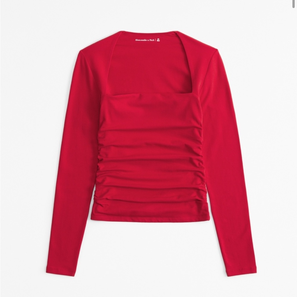 Abercrombie & Fitch Ava Long Sleeve Bold Red Top